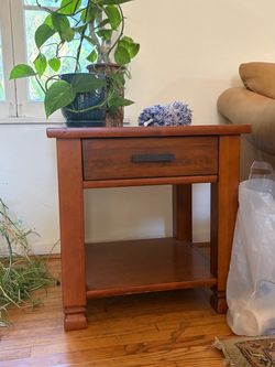Real Wood End Table with Drawer and Shelf