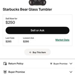 Starbucks Teddy Bear Glass Cup 
