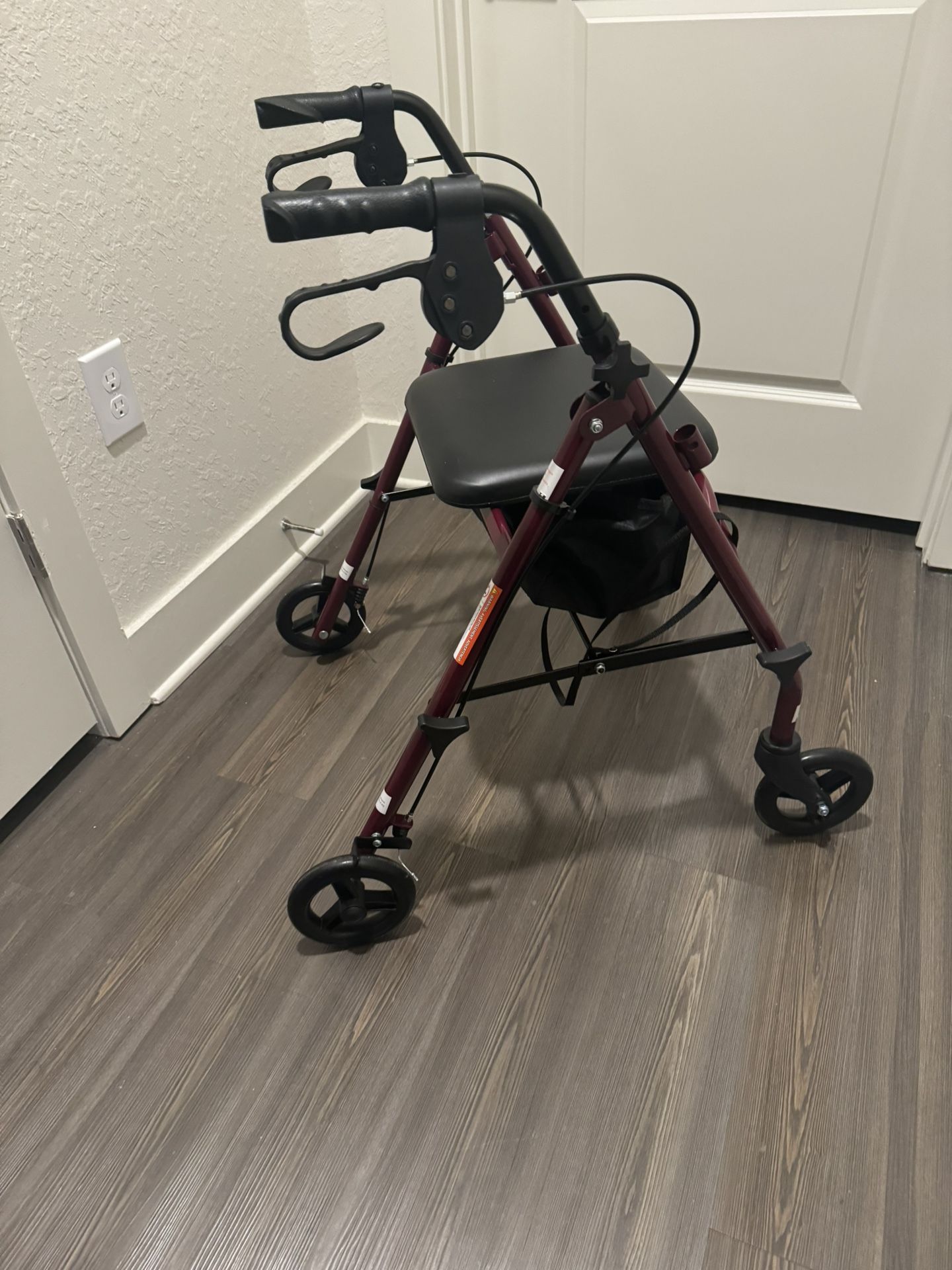 Mobility Rollator Walker Maroon Red