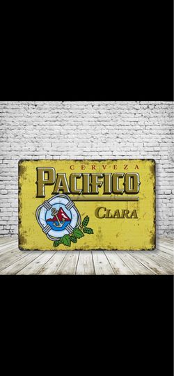 Pacifico Vintage Style Antique Collectible Tin Metal Sign Wall Decor