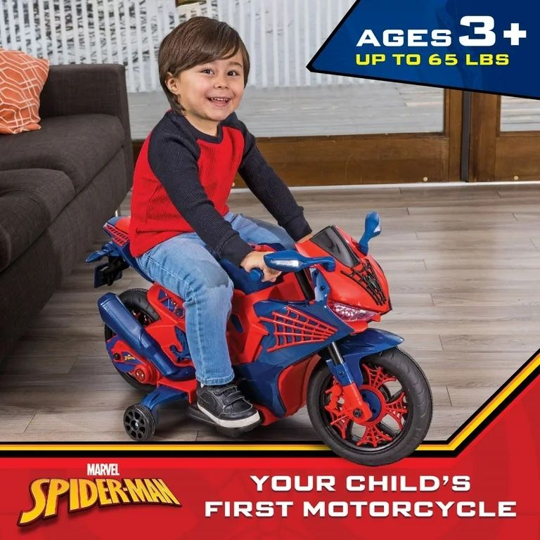 Spiderman Motorcycle, Battery Ride on Toy 6V