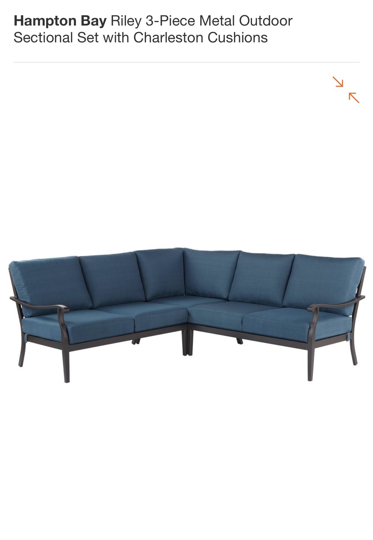 Hampton bay Riley 3 piece sectional with Charleston cushions