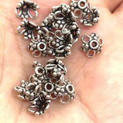 Beads: Sterling Bali Bead Cap Pair