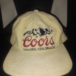 Coors Banquet Beige Corduroy Rope Snapback Hat Logo Golden Colorado Cap New