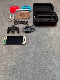 Zelda Nintendo Switch OLED Bundle 128GB + Case + Wheels