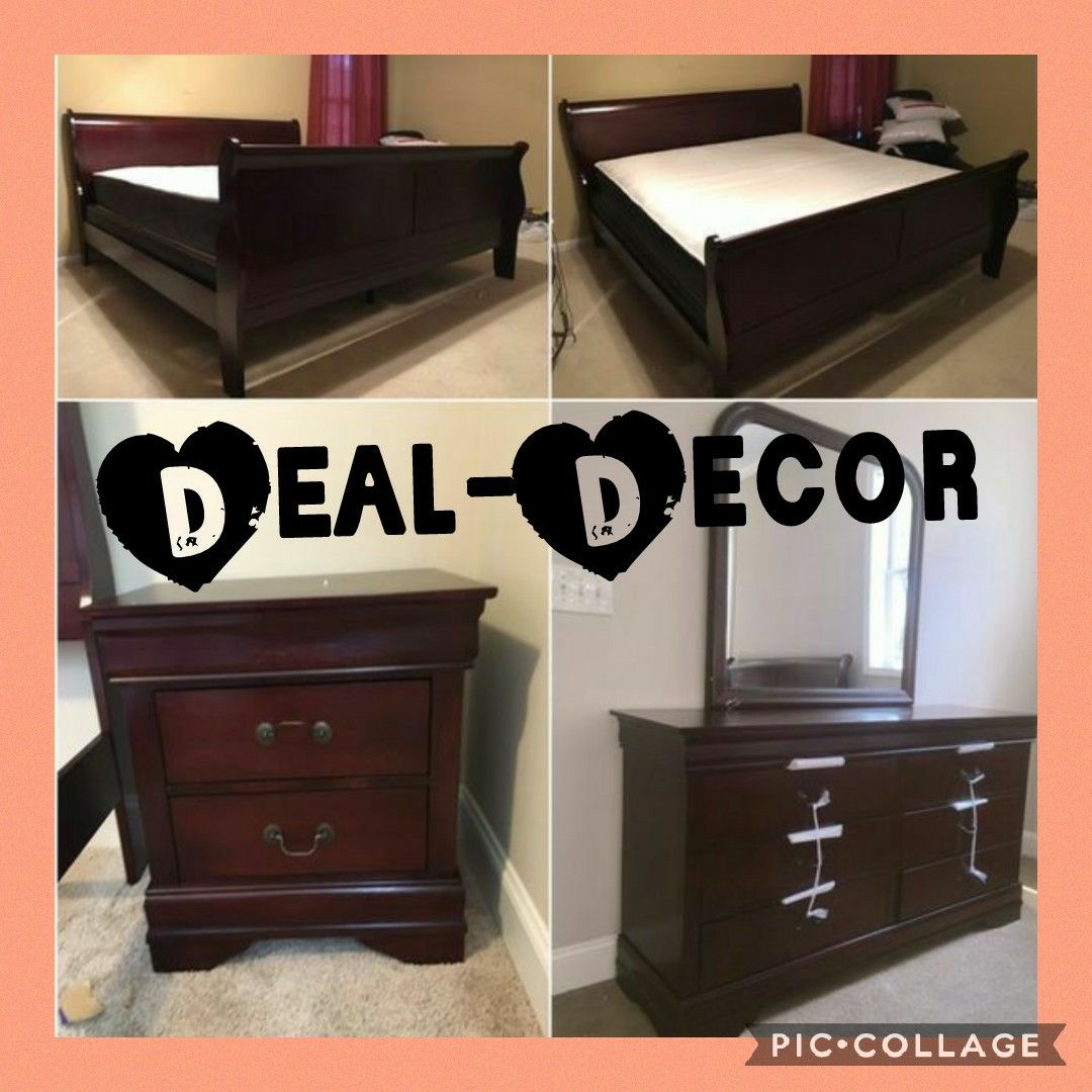 Black or Cherry 4 Piece Bedroom Set