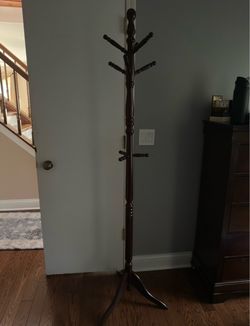 Dark Wood Freestanding Coat Hanger