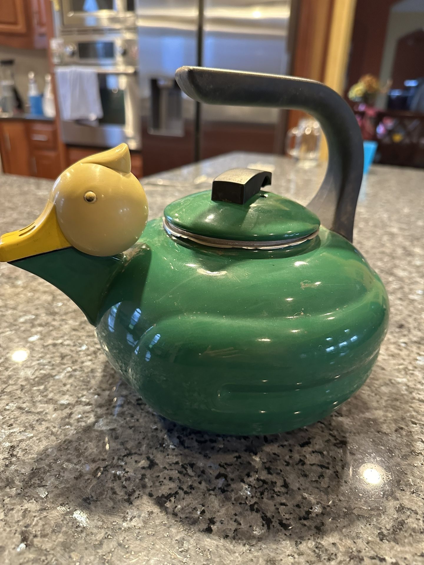 Vintage Kamenstein Duck Tea Kettle Green Duck Whistling Kettle Quackers Duck Head Teapot Cabin Decor Kitchen