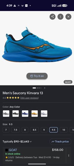 9.5Mens Saucony Kinvara 13
