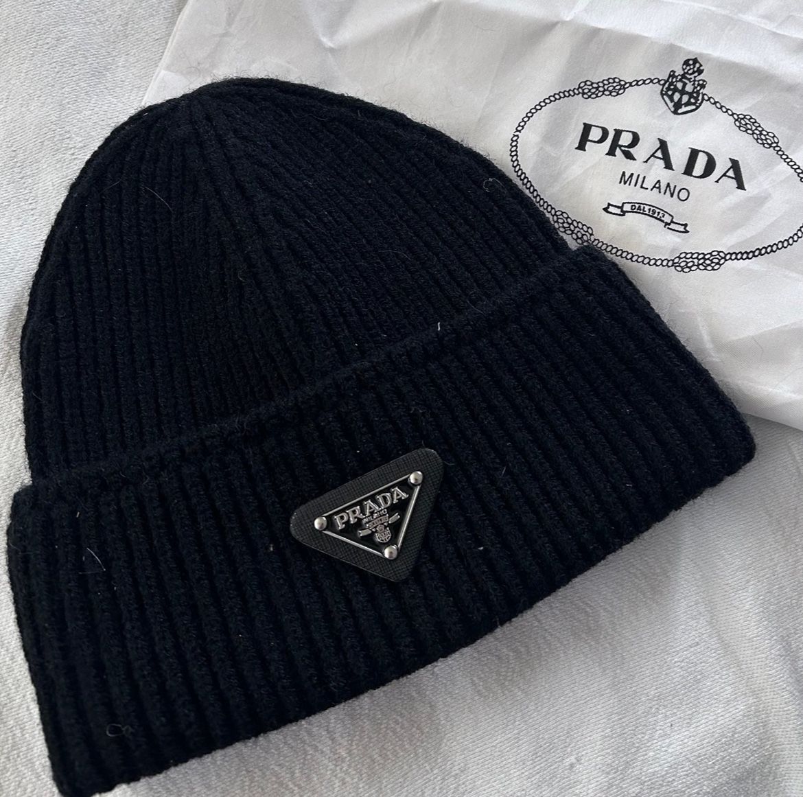 Authentic Prada Unisex Wool and Cashmere Beanie.
