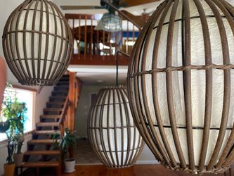 Bamboo hang over lamp