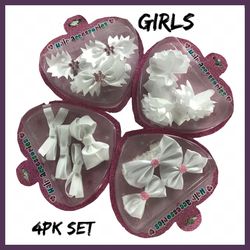 NIB Girls White Hair Accessories 4Pk Set