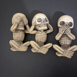 See, Speak, and See No Evil Skeleton Figurines