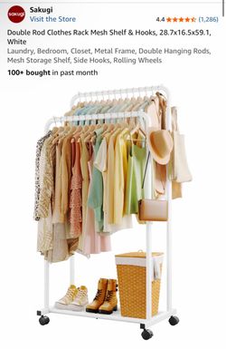 White double clothes rack with wheels
