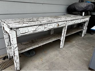 Rustic Farm Buffet Table White Solid Wood