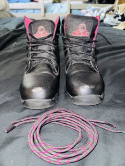 Brahma Women's Steel Toe Boots Size9 Lace Up Work Safety ASTM Black Pink Brahma