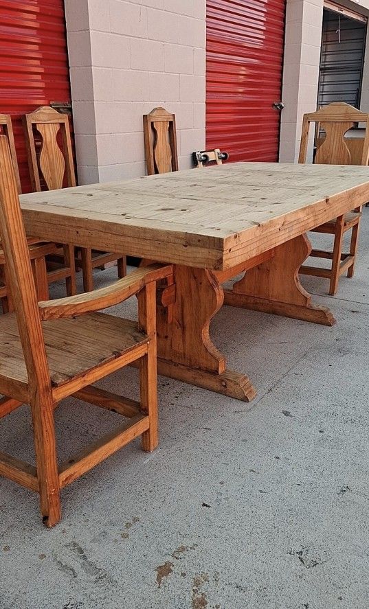 Wooden Table with 8 Chairs