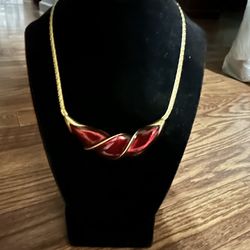 Red Enamel Choker Necklace 
