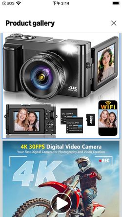 4K Digital Camera for Photography with WiFi,64MP Autofocus Vlogging Camera for YouTube,3'' 180° Flip Screen Compact Travel Camera for Teens with 32GB 