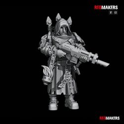Hooded Janissary Trooper resin mini for tabletop wargaming — unpainted