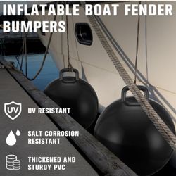 24'' Inflatable Boat Bumper for Docking Big Bumper Inflatable Round Ball Large Boat Buoys Bumpers for Marine Fishing Pontoon Yachts Tie up Raft $20 Lo
