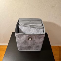 11” Fabric Cube Storage - Grey Pattern - Pack Of 10