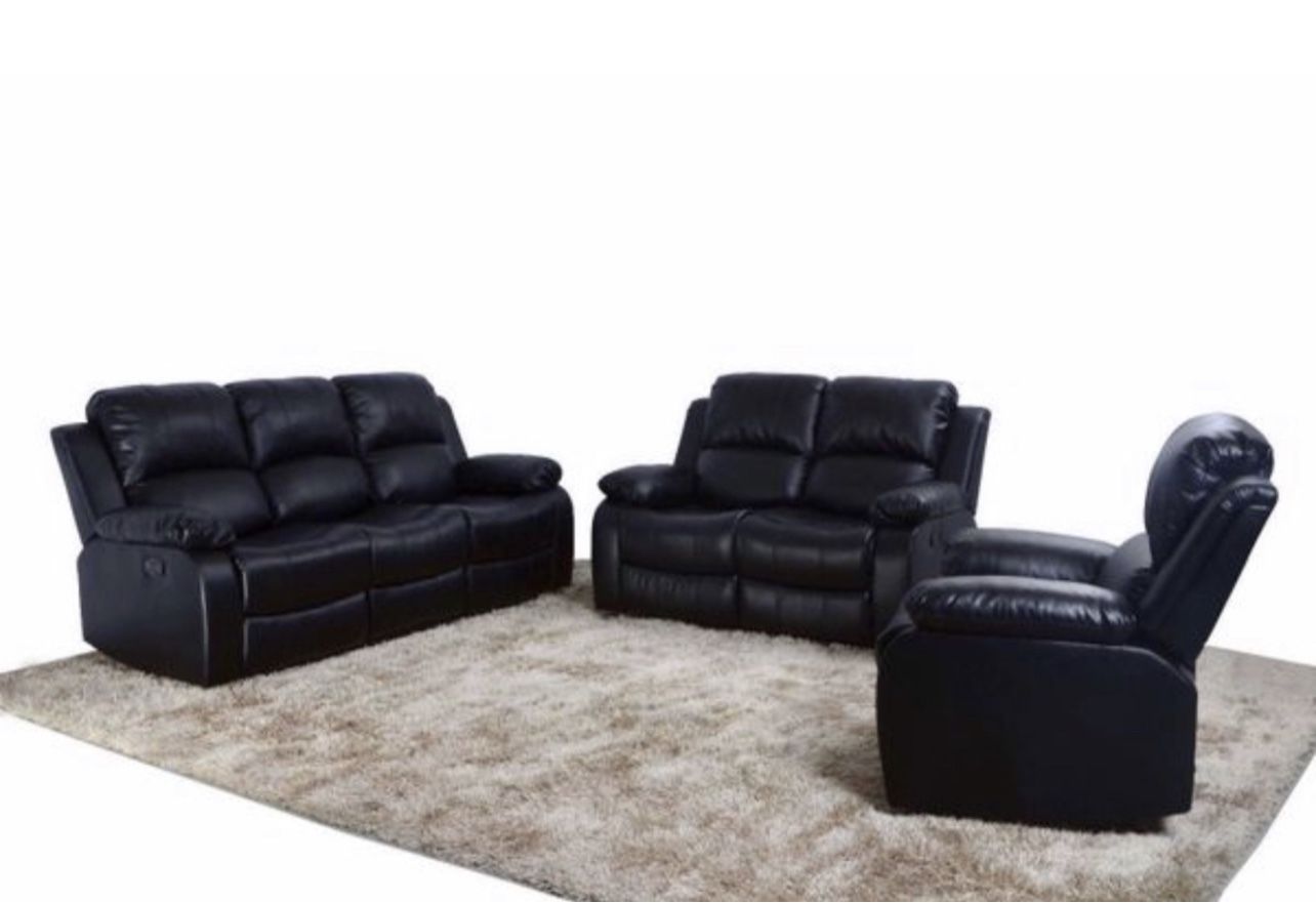 Black Sofa Loveseat Chair . 5 Reclining . New