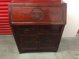 Asian Rosewood Veneer Secretary Desk