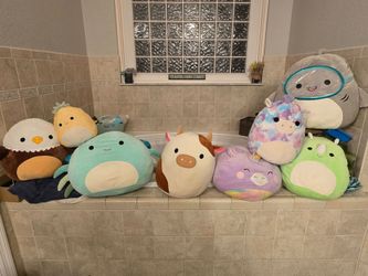 Huge Squishmallow Plush Bundle | 8 Large Stuffed Animals | Cow, Shark, Frog, Unicorn & More