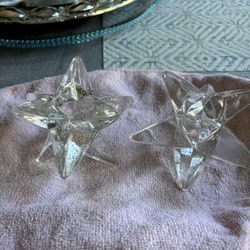 Vintage Glass Star Candle Holders Great Addition To Your Holiday Table Perfect Condition Look New