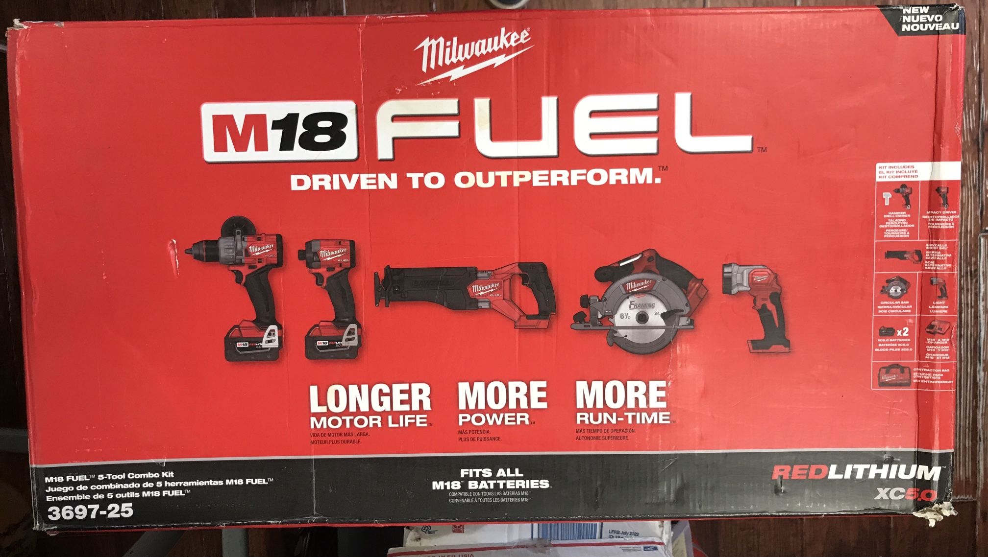Milwaukee 3697-25 M18 Fuel 5 Tool Combo Kit