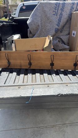 Wood & Metal Wall Coat Rack Primitive Industrial Style