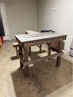Free - worn wooden table workbench