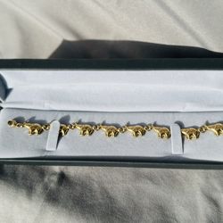 14k Solid Yellow Gold Elephant Bracelet
