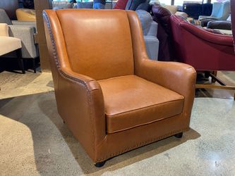 Low Fawn Brown Stud Trim Armchair
