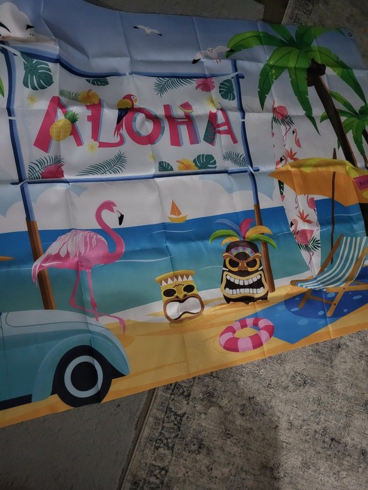 Hawaiian Aloha Backdrop,Summer Luau Party Banner