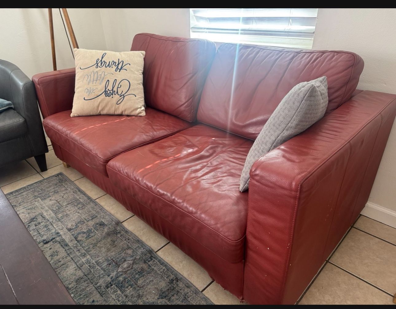 Leather Loveseat Sleeper Sofa - Great Deal At $75