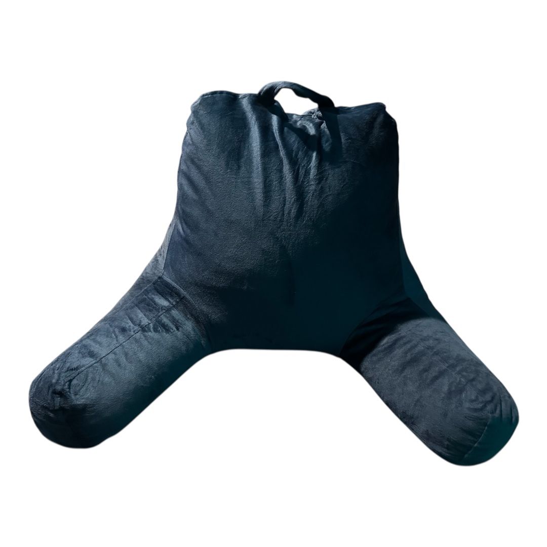 Back Support/Reading Pillow - Large Adult Backrest with Arms, Navy Blue