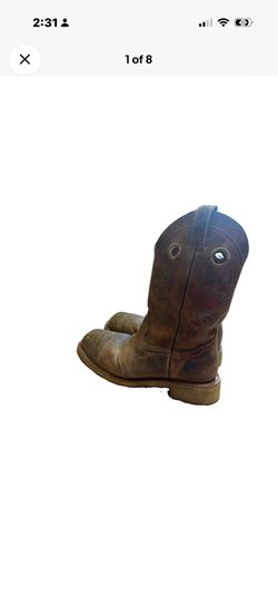 Double H Men’s Brown Leather Western Work Boots Square Toe Size 8.5