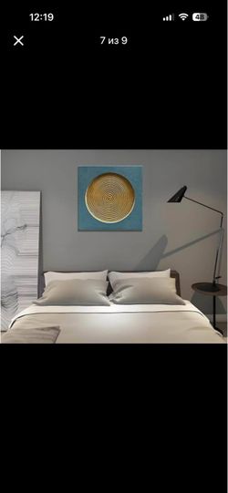 Limiyer Art hand-painted 24*24 in abstract oil painting with gold and blue textures