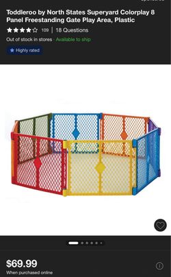 Toddleroo North States Superyard Colorplay 8 Panel Play Yard