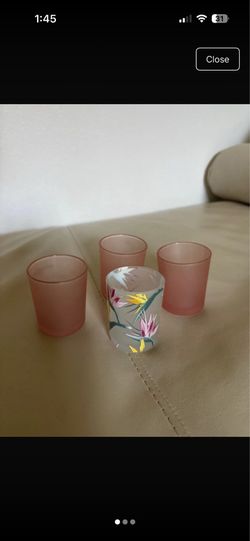 4-Piece Glass Votive Candle Holder Set - Tommy Bahama & Pink