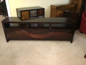 Long Dark Wood TV Stand