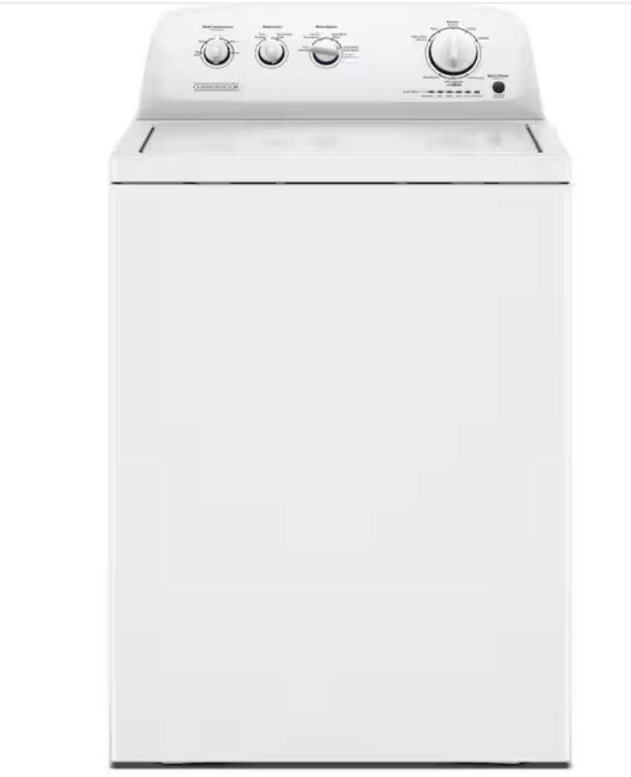 3.8 cu. ft. Top-Load Washer with Dual Action Agitator, 8 Wash Cycles, Stainless Steel Tub, in White
