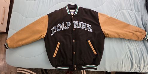 Vintage 90s Starter Miami Dolphins Wool Leather Letterman Varsity Bomber Jacket