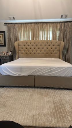 Free upholstered bed frame from Arhaus