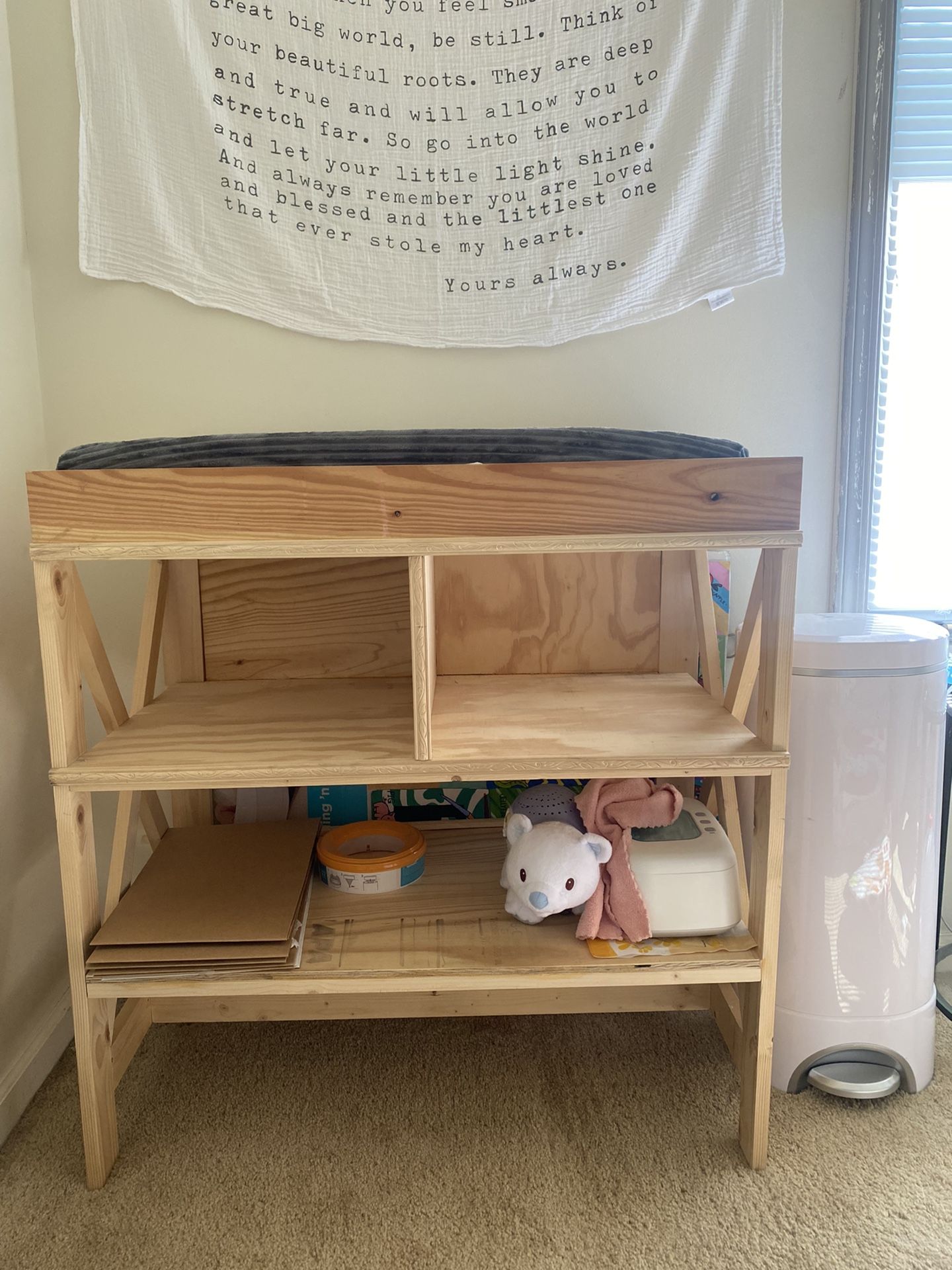 Handmade wood changing table