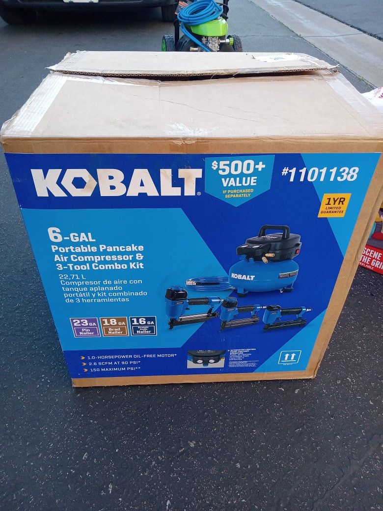 Kobalt with 3 Nailers 6Gallons Portable 150 Psi Pancake Air Compressor