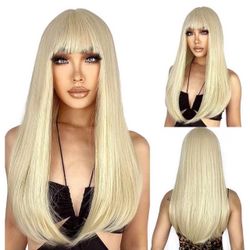 ENTRANCED STYLES Blonde Wig with Bangs 22Inch.