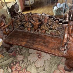 Black Forrest Solid Wood Bear Bench